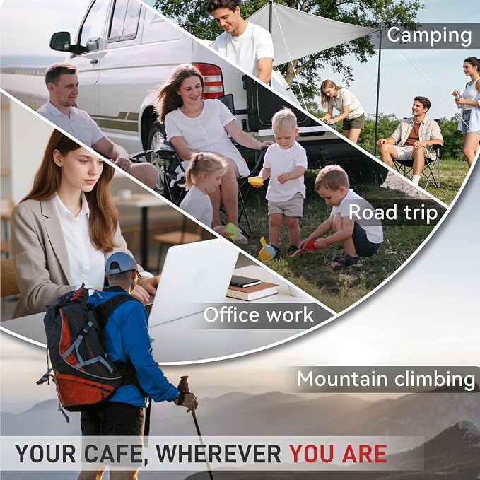 Portable Electric Espresso Machine, Coffee Espresso Maker for Travel with USB-C, Battery Powered 1800mAh, for Ground Coffee & NS Capsule, for Office,Gifts for Men, RV, Hiking