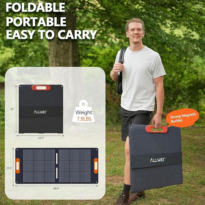 ALLWEI 300W Solar Generator with 100W Solar Panel Included, 256Wh Portable Power Station with AC Outlet USB Port, Solar Powered Battery Generator for Outdoor Camping, Home Backup, Power Outage