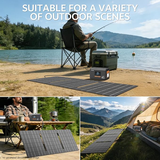 HOWEASY Solar Generator 135W(270W Peak), Portable Power Station with 30W Solar Panel,Power Bank with 110V AC Outlet for Camping, Home, Outdoor Emergency