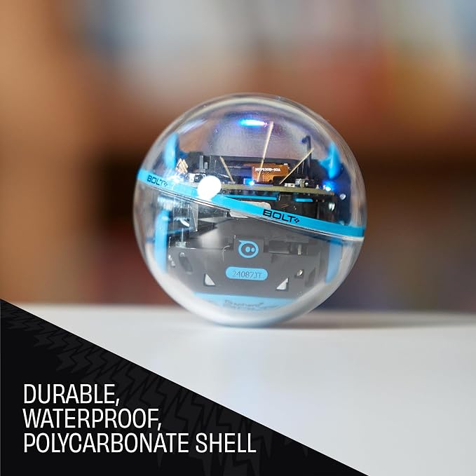 Sphero Bolt+ Coding Robot | Program with Draw, Blocks, Python & JavaScript, Animated LCD Screen, Ages 8+, Durable, Qi Charging, Waterproof
