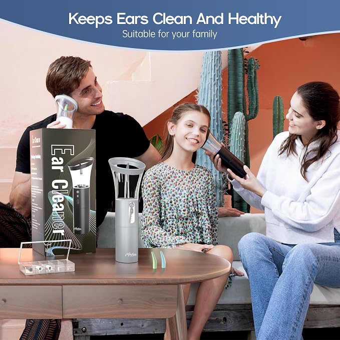 Ear Wax Removal, Electric Ear Cleaning Kit Effective & Safe Ear Cleaner Irrigation Flushing System 4 Pressure Modes for Ear Wax Buildup, Water Resistant Ear Cleaning Tool USB Rechargeable