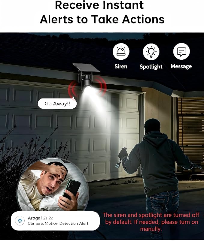 4G LTE Cellular Security Camera, No WiFi Needed, 4MP Live Video, 360° Full View, Built-in SIM Card, Color Night Vision, Instant Alerts, 2 Storage Ways, Solar Outdoor Camera for Off-Grid Areas