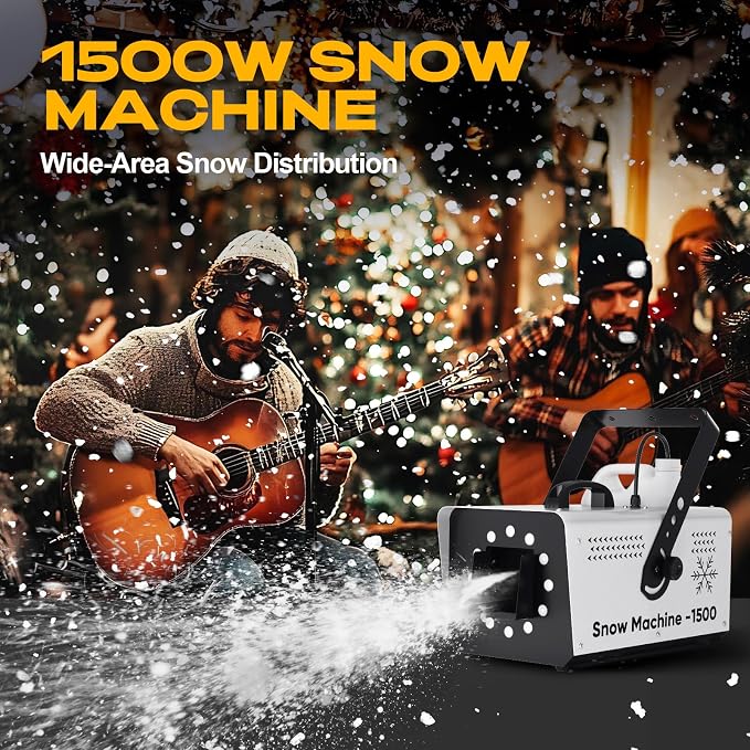UPGREY 1500W Snow Machine for Outdoors and Indoors, Fake Snow Maker for Party with LED and Remote Controller