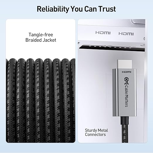 Cable Matters 48Gbps 8K Unidirectional USB C to HDMI 2.1 Cable for macOS, Windows - 10ft, Supports 4K@240Hz / 8K@60Hz with HDR, Thunderbolt 4 to HDMI 2.1 Cable, No Firmware Update Needed