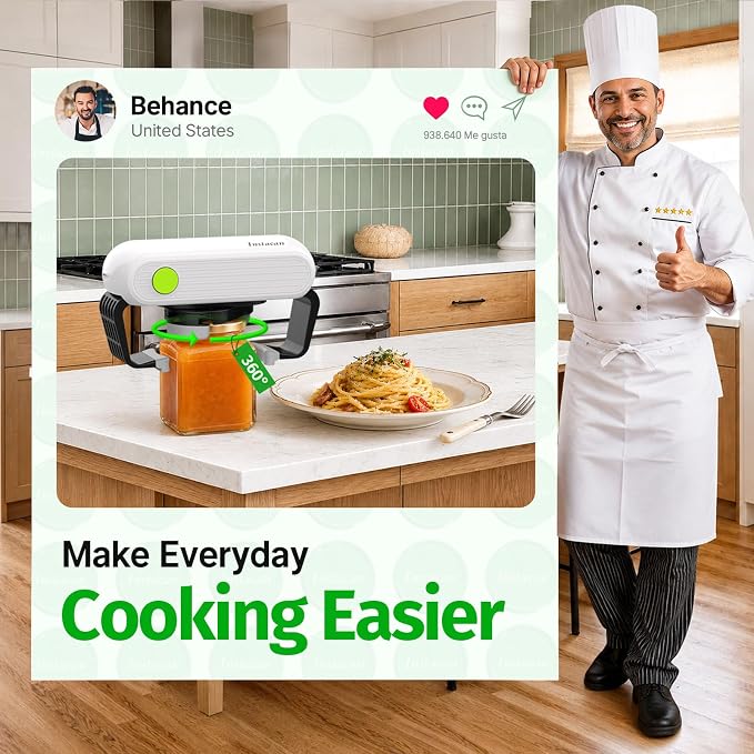 Effortless Electric Jar Opener Easy Opens Twist-Lid, One Handed Automatic Jar Opener for Weak Hands & Seniors with Arthritis