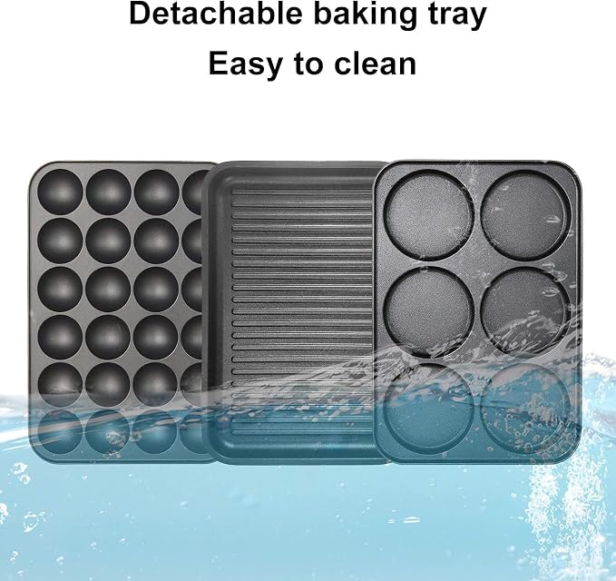 3 in 1 Multifunctional Electric Griddle Electric Skillet Nonstick Baking Maker with 3 Interchangeable Pan Takoyaki Maker Cake Pop Maker Pancake Maker Red