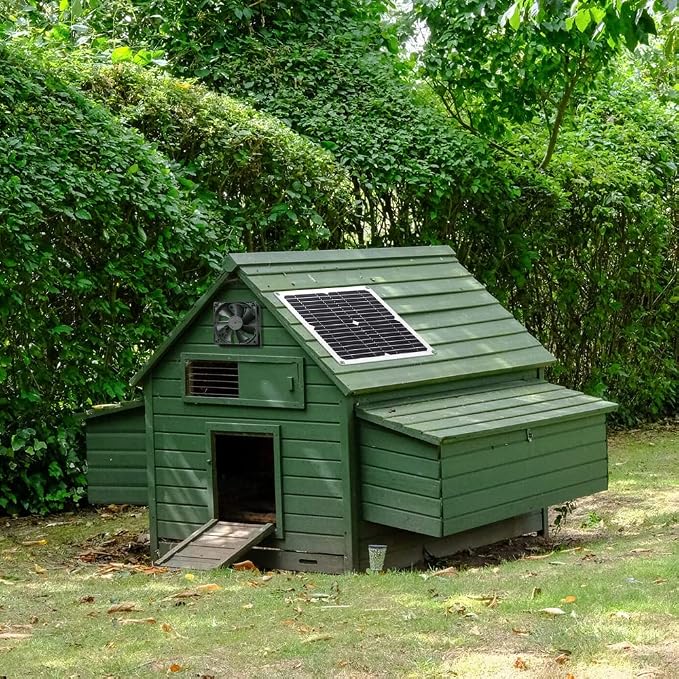 Solar Panel Fan Kit, 12W Weatherproof Solar Panel with DC Fan for Small Chicken Coops, Greenhouses, Sheds,Pet Houses, Window Exhaust (Single Fan)