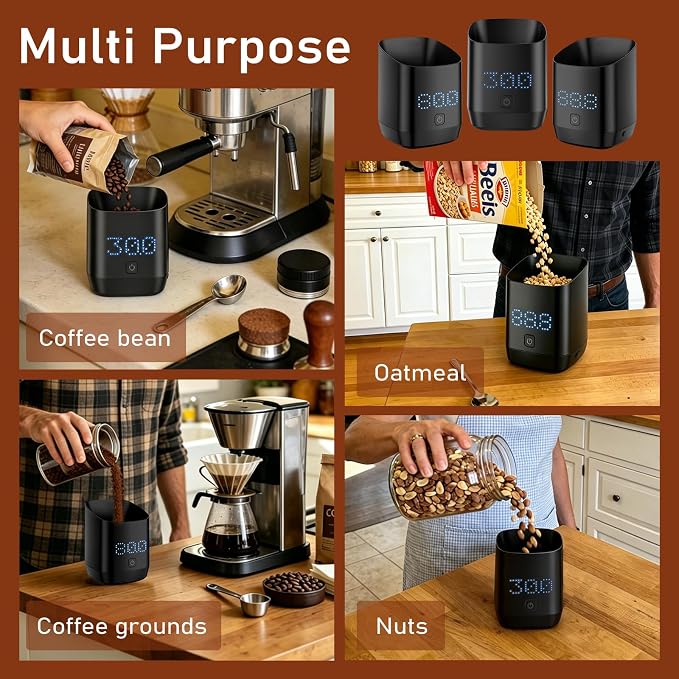 Subscale Digital Dosing Cup with LED Display, 0.1g High Precision Expresso Coffee Scale, Rechargeable Coffee Bean Measurer, Touch Sensitive Brewing Espresso Accessories - Ideal for Coffee Lover Gifts