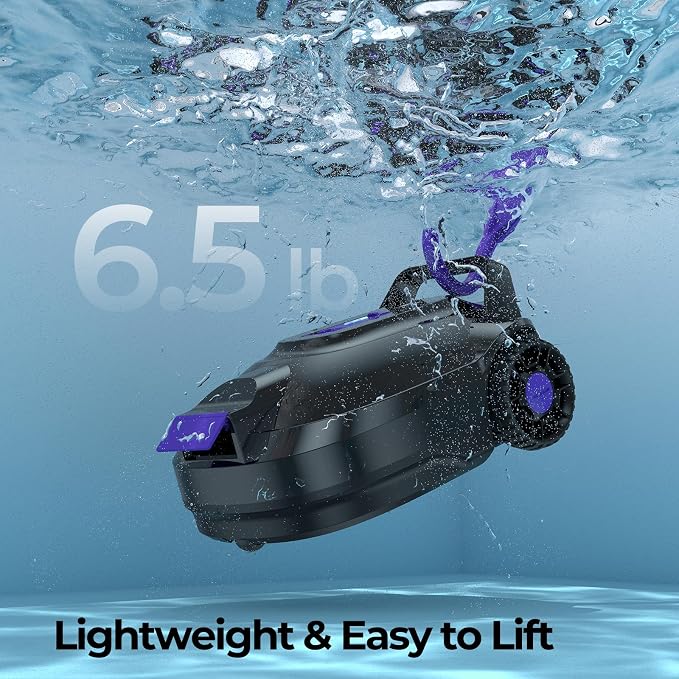 Robotic Pool Cleaner with Dual-Drive Motors,Dual-Layer Filtration, 180Min Runtime, Powerful Cordless Pool Vacuum for Above-Ground & Flat Pools,Auto-Parking Design,Double Suction Port