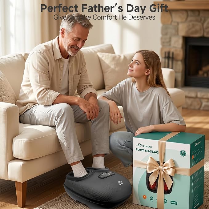 Snailax Shiatsu Foot Massager with Heat - Deep Kneading, Compression, Vibration, 2026 Feet Massager Machine for Plantar Fasciitis, Neuropathy, Foot Warmer, Size 13, Gifts Father Day for Dad, Men