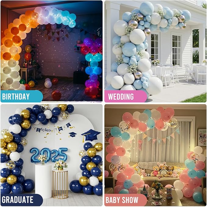AerWo Lighted Balloon Arch Kit 8.2FT & 6FT, Free Bending Top Half Balloon Arch Stand with Base, Floor Frame for Wedding Birthday Party Baby Shower Yard Lawn Home Christmas Decorations