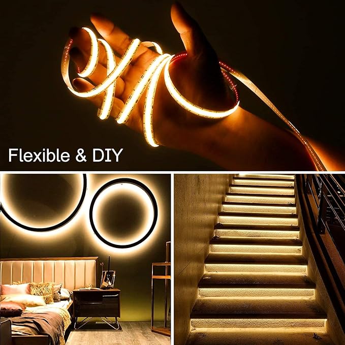 PAUTIX COB LED Strip Light White CCT Tunable, Super Bright Dimmable 2700K-6500K All in One UL-Listed LED Tape Light, for Under Cabinet Bedroom Kitchen Shelf Mirror DIY Lighting, 9.84ft