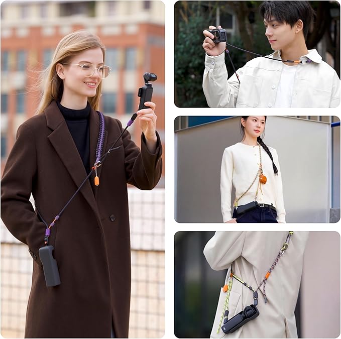 PGYTECH Crossbody Camera Strap for DJI Osmo Pocket 3/Xtra Muse, 2-in-1 Adjustable Shoulder/Wrist Lanyard for Photography