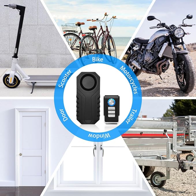 USUPERINK Bike Alarm with 2Remotes, Bike Anti Theft Alarm, Alarms for Ebikes, 113dB Loud Waterproof Wireless Anti-Theft Vibration Motorcycle Bicycle Vehicle Security System