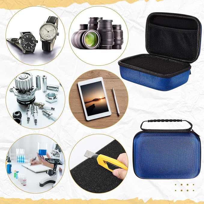Relaxweex EVA Hard Case with Customizable Foam 7.1 x 4.7 x 3.1 Inch Protective EVA Carrying Case Shockproof Outdoor for Camera, Digital Products, Electronic Instruments with Knife, Blue