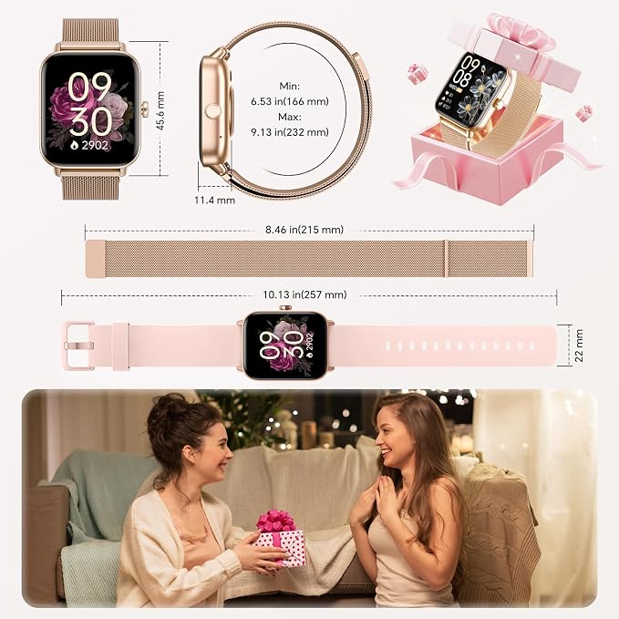 Smart Watches for Women, 1.85" HD Alexa Built-in Smart Watch for Android Phones & iPhones, Health Tracker with Heart Rate/Blood Oxygen/Sleep Monitor, 120+ Sport Modes Fitness Trackers for Women, Gift