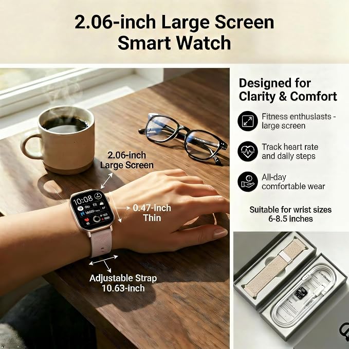 2026 Distance & Pace GPS Running Watch for Runners - Call & Text, AMOLED Large Screen, 50m Waterproof Swimming, Calorie & Step Counter, 2 Bands, Long Battery, for Seniors Men Women (Pink)