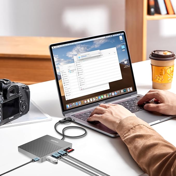 YOTUO Docking Station External Hard Drive Storage, USB-C Hub + HDD 7-in-1, USB 3.0, SD/TF Card, HDD for Windows, Mac, Android, iOS (iPhone 15/16/17), TV, Phone, Laptop, Desktop, PC (Silver, 1TB)