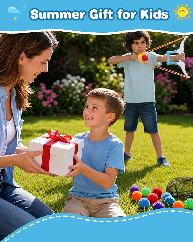 Reusable Water Balloons Set with 1 Bow Launchers - 12 Soft Cotton Water Balls (2.36in, Ages3+) and Mesh Storage Bag, Outdoor Water Toys for Kids and Adults, Summer Pool Beach Backyard Water Game-BLack