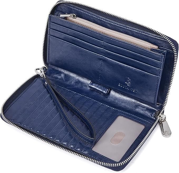 BOSTANTEN Leather Wallet for Women RFID Blocking Zip Around Credit Cards Holder Phone Clutch