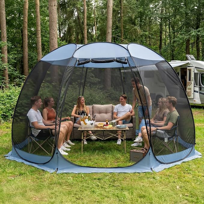 Alvantor Pop Up Screen House Tent, Instant Outdoor Gazebo with Mosquito Netting & UPF 50+ Sun Protection, Portable Canopy Shelter for Patio, Backyard, Camping (2-10 Person)