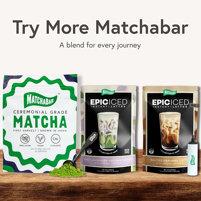 MatchaBar Electric Milk Frother Hand Blender - Stainless Steel Electric Matcha Whisk, Handheld Drink Mixer for Coffee, Greens & Protein - Easy to Clean USB Rechargeable High-Speed Immersion Blender