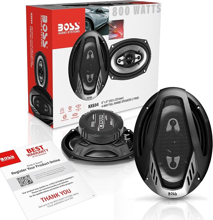 BOSS Audio Systems NX694 6 x 9 Inch Car Door Speakers - 800 Watts (per Pair), Coaxial, 4 Way, Full Range 4 Ohms, Sold in Pairs, Bocinas para Carro