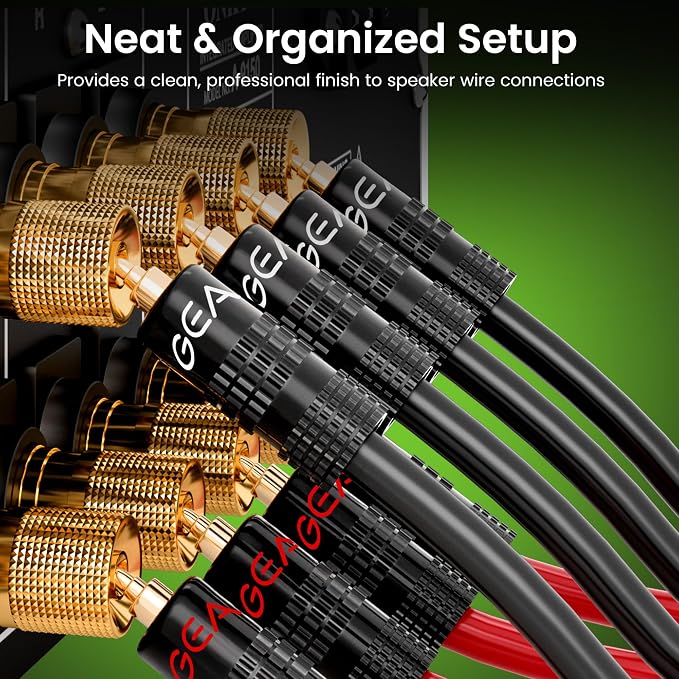 GearIT Pin Banana Plugs for Speaker Wire (6 Pairs, 12 Pieces), 2mm Pin Plug Screw Type, 24K Gold Plated Connectors (Support 12 AWG to 20 AWG Wires)