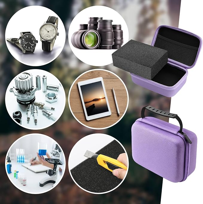 Relaxweex EVA Hard Case with Customizable Foam 7.8 x 6.3 x 3.5 Inch Protective EVA Carrying Case Shockproof Outdoor for Camera, Digital Products, Electronic Instruments with Knife, Purple