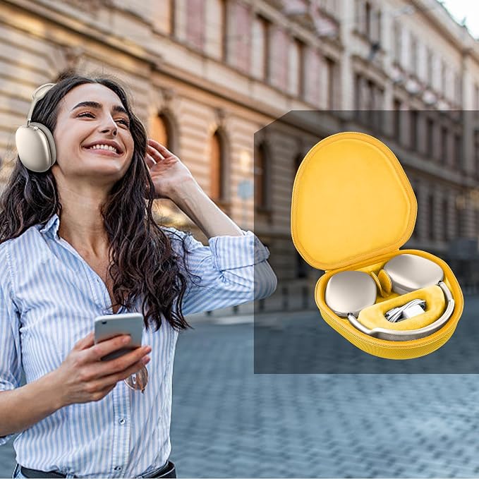 co2CREA Hard Case with Sleep Mode Replacement for Apple AirPods Max 2 / AirPods Max Wireless Over-Ear Headphones (Yellow Case)