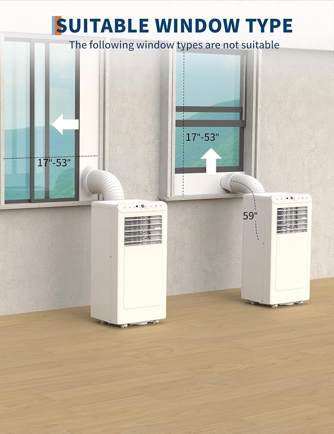 8,000 BTU Portable Air Conditioner, 4-In-1 Portable AC Units for Rooms with Fan, Dehumidifier, Cools Up to 350 Sq.Ft. Room Air Conditioner, Remote, Auto Swing, Quite Opration, Timer, White Top
