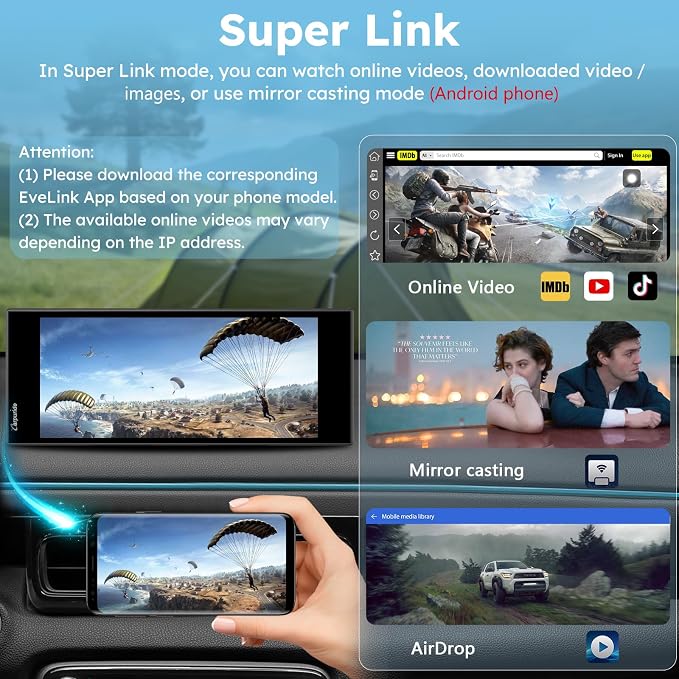 CARPURIDE W125S 11.26 Inch HD Wireless Carplay & Android Auto Screen, 4K +1080P+1080P Dash Camera for Cars with 64GB Card, with Loop Recording, Bluetooth, Voice Control, GPS, FM, Super Link
