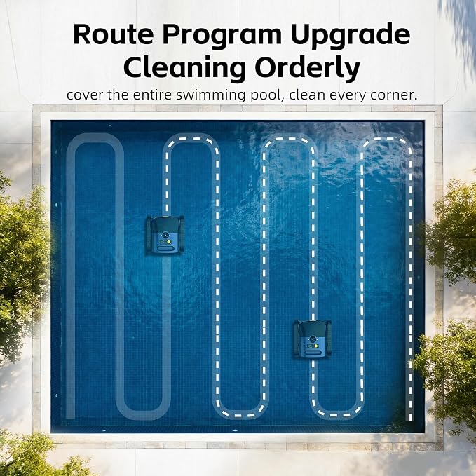 Pool Vacuum for Inground Pool, Cordless Pool Cleaner Robot with Smart Navigation, Self-Parking, LED Indicator, Wall&Waterline Above Ground Pool Vacuum Cleaning up to 2150 Sq.ft