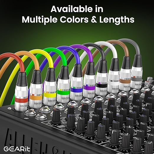GEARit XLR Cables, Male to Female Microphone Cable 3-Pin Balanced Shielded Mixer XLR to XLR Cable for Recording Studio, Podcast, 6ft 2pack