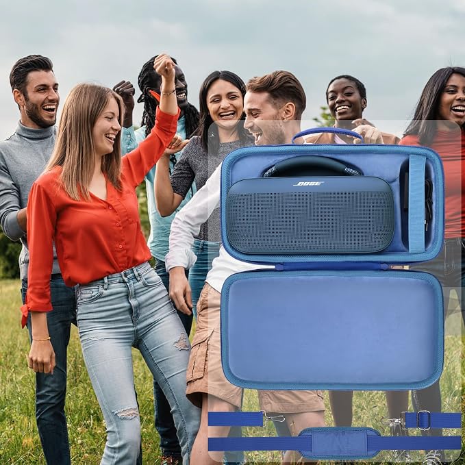 for Bose SoundLink Max Portable Speaker Hard Protective Case, Portable Travel Case Replacement with Shoulder Strap and Handle (Sky Blue Case) - co2CREA