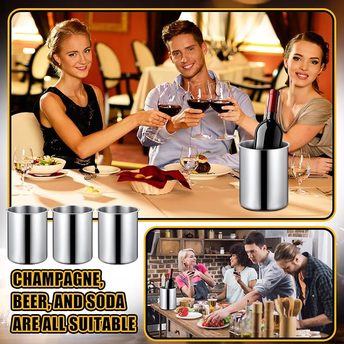 Domensi 10 Pcs Wine Chiller Bucket 750 ML Champagne Bucket Stainless Steel Wine Chillers for Bottles Keeps Cold for Hours