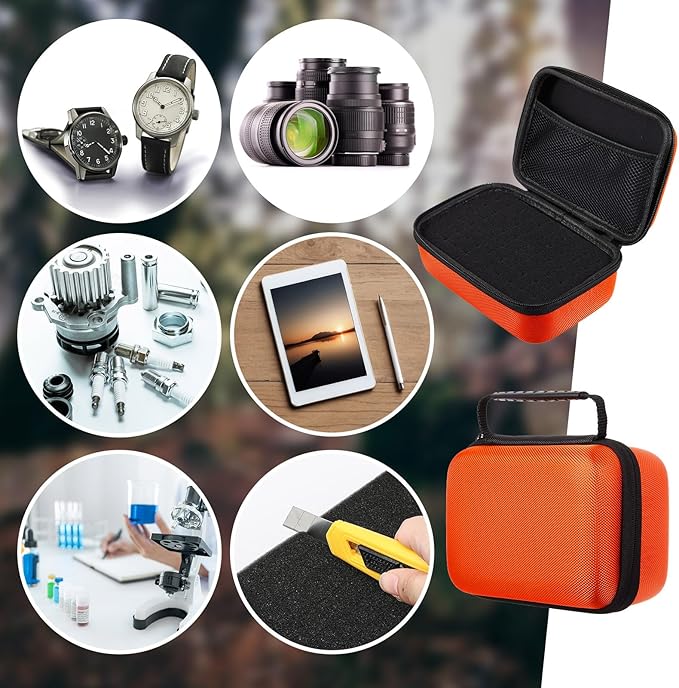 Relaxweex EVA Hard Case with Customizable Foam 7.1 x 4.7 x 3.1 Inch Protective EVA Carrying Case Shockproof Outdoor for Camera, Digital Products, Electronic Instruments with Knife, Orange
