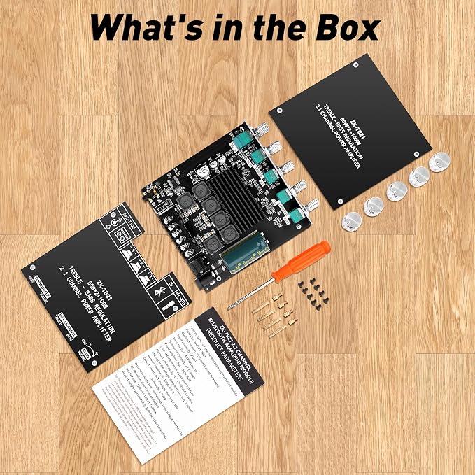 Daakro ZK-TB21 Bluetooth Amplifier Board,50W+50W+100W 2.1 Channel Subwoofer Amp Board with Treble and Bass Control,DC 12-24V, Bluetooth and AUX Inputs, DIY Wireless Speakers AMP Board, Password Free