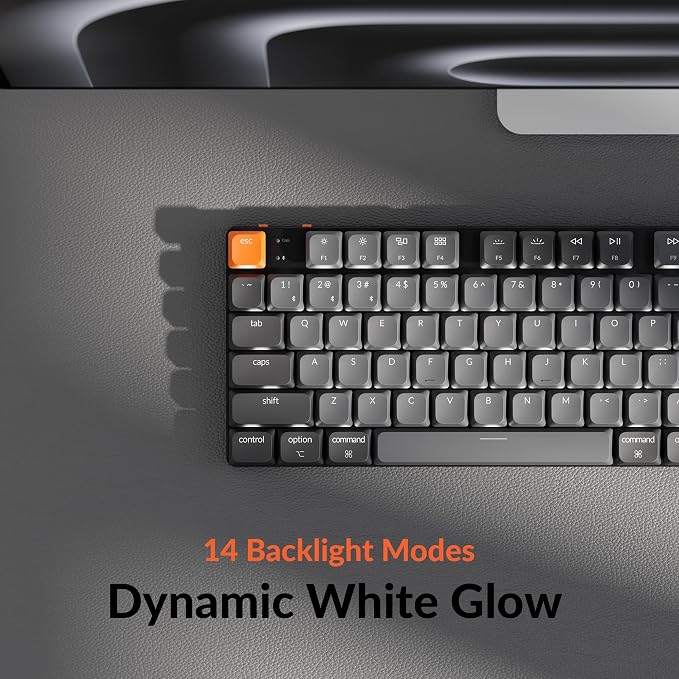 Keychron K5 Version 2 Wireless Bluetooth 5.2 Mechanical Keyboard, Low Profile Milk POM Switch 100% Full-Size Layout QMK Programmable, White Backlight with Shine-Through Keycaps for Mac Windows Linux