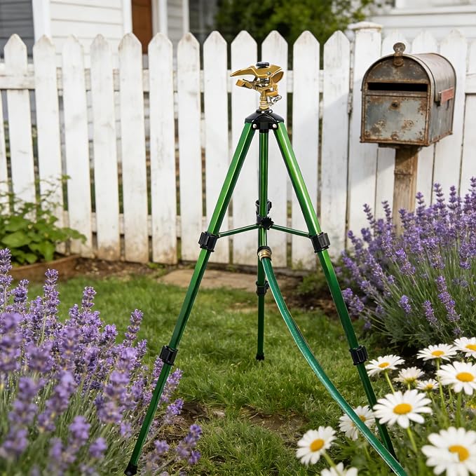 Hourleey Impact Sprinkler on Tripod, Rotating Water Sprinklers for Yard Lawn and Garden, Heavy Duty 360 Degree Irrigation Sprinkler with Zinc Head and 3/4" Connector for Outdoor