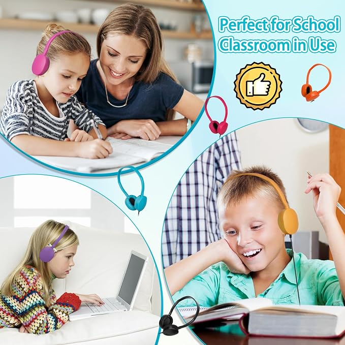 Headphones Bulk 24 Pack for Classroom School,Wholesale Earphones Class Set for Students Teens and Adult Multi Color (12 Colors)