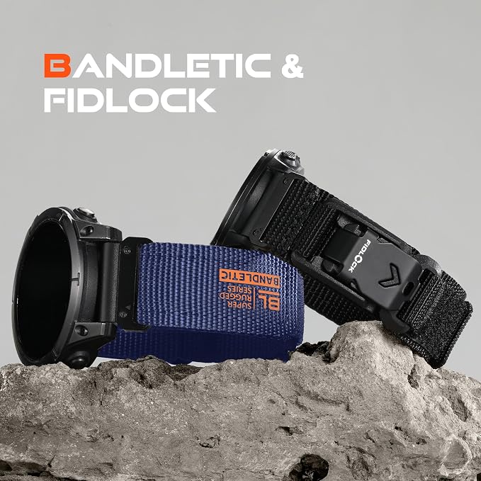 Bandletic Compatible with Garmin Fenix 5 6 7 Watch Band - 22mm Easy-Fit Rugged Nylon Strap with Magnetic Fidlock V-Buckle for Fenix 8 47mm/7 6 Pro/5 Plus/Forerunner 965/945/Approach S62/Instinct 3 2
