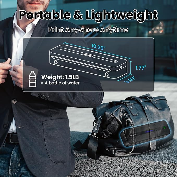 Phomemo Portable Printers Wireless for Travel, M832 Inkless Bluetooth Thermal Printer Support 8.5'' x 11'' US Letter & A4 Size, Compatible with iPhone Android Laptop for Mobile Office Home, with Case
