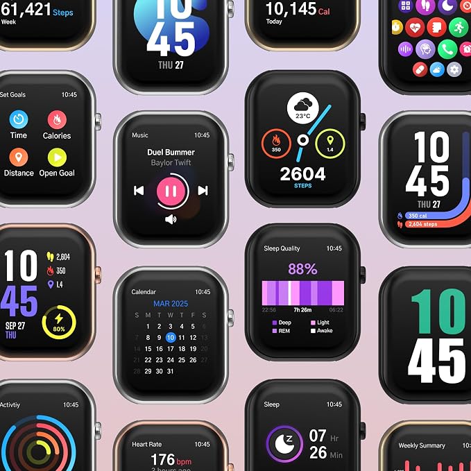 iTouch AIR 5 Smartwatch, 1.85" AMOLED Display, Bluetooth Calling, 100+ Sports Modes, Heart Rate, SpO2, Sleep & Stress Tracking, Water Resistant, 7-Day Battery Life, for Android & iPhone