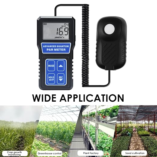 Par Meter High Precision PPFD Meter, Par Meter for led Grow Lights 400-700nm Wavelengths Par Light Meter with Data Logging, Calibration Function, PPFD Meter for LED Grow Light, Greenhouse, Plants