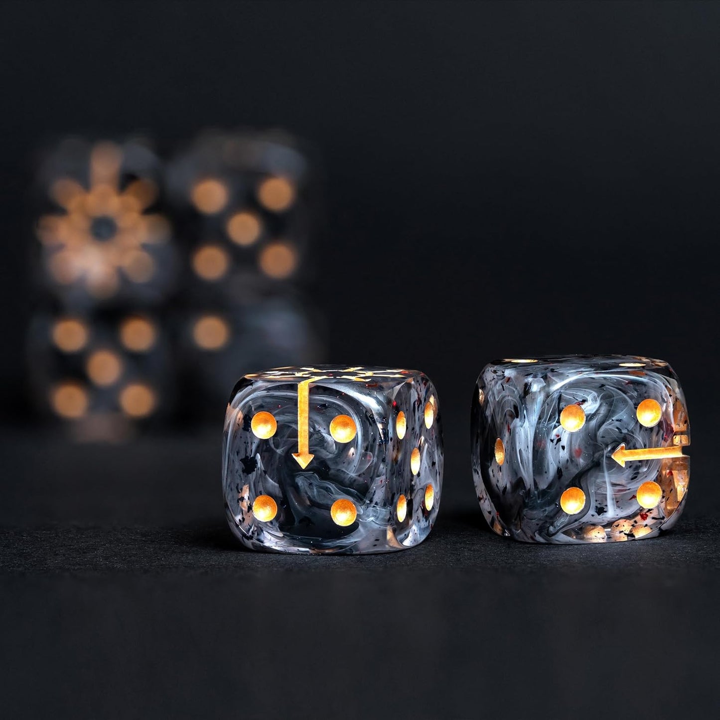 Chaos D6 Dice Set – 10 x 16mm Resin Dice with Chaos Star | Red Foil, Black Swirls & Ancient Symbol | Grimdark Dice for Wargames & TTRPGs