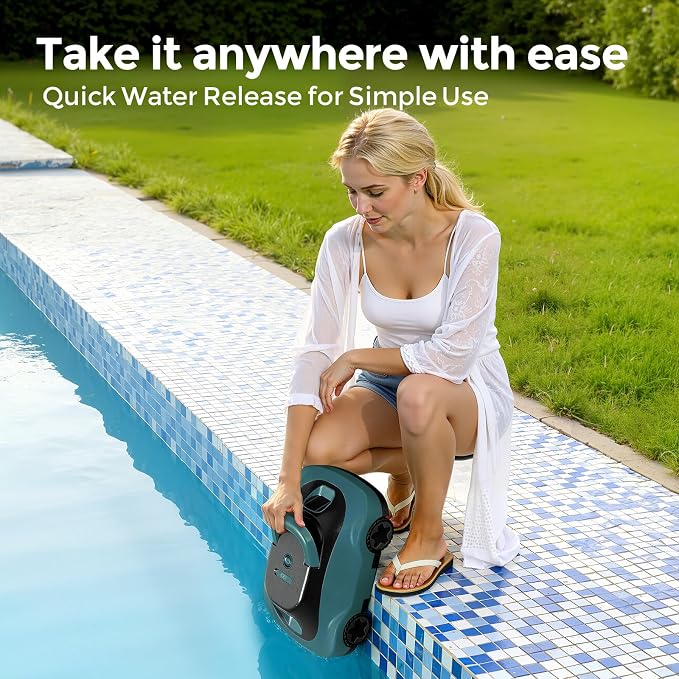 C5 Robotic Pool Cleaner, Cordless Pool Vacuum for Above-Ground & Inground Pools up to 2,200 Sq.Ft, Strong Suction, 180-Min Runtime, Smart Auto-Parking & 2.7L Large Debris Basket (Dark-Green)