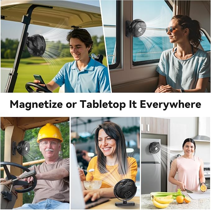 AMACOOL Magnetic Golf Cart Cruise Fan, Tool Gifts for Him Dad Husband Father, 5000mAh Rechargeable Birthday Golf Gifts for Women Men Work BBQ Grill Golf Cart Cruise Travel Essentials Accessories 2026