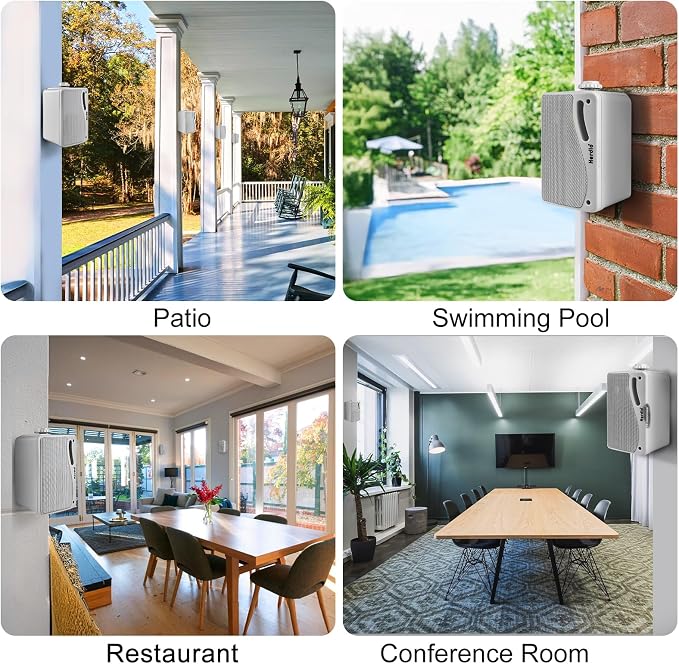 Herdio 3.5 Inch Passive Outdoor Speakers Wired Waterproof Wall Mount Speakers with 400W Superior Sound, All-Weather Durability, for Home Patio Garden Marine Boat Garage Indoor,4-Pack White