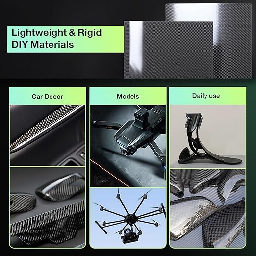 400x500x6mm 100% 3K Carbon Fiber Sheet, Glossy Plain Weave Carbon Fiber Panel, Real Carbon Fiber Board for DIY, Car Models, RC Drones, Wallets, Repair Projects